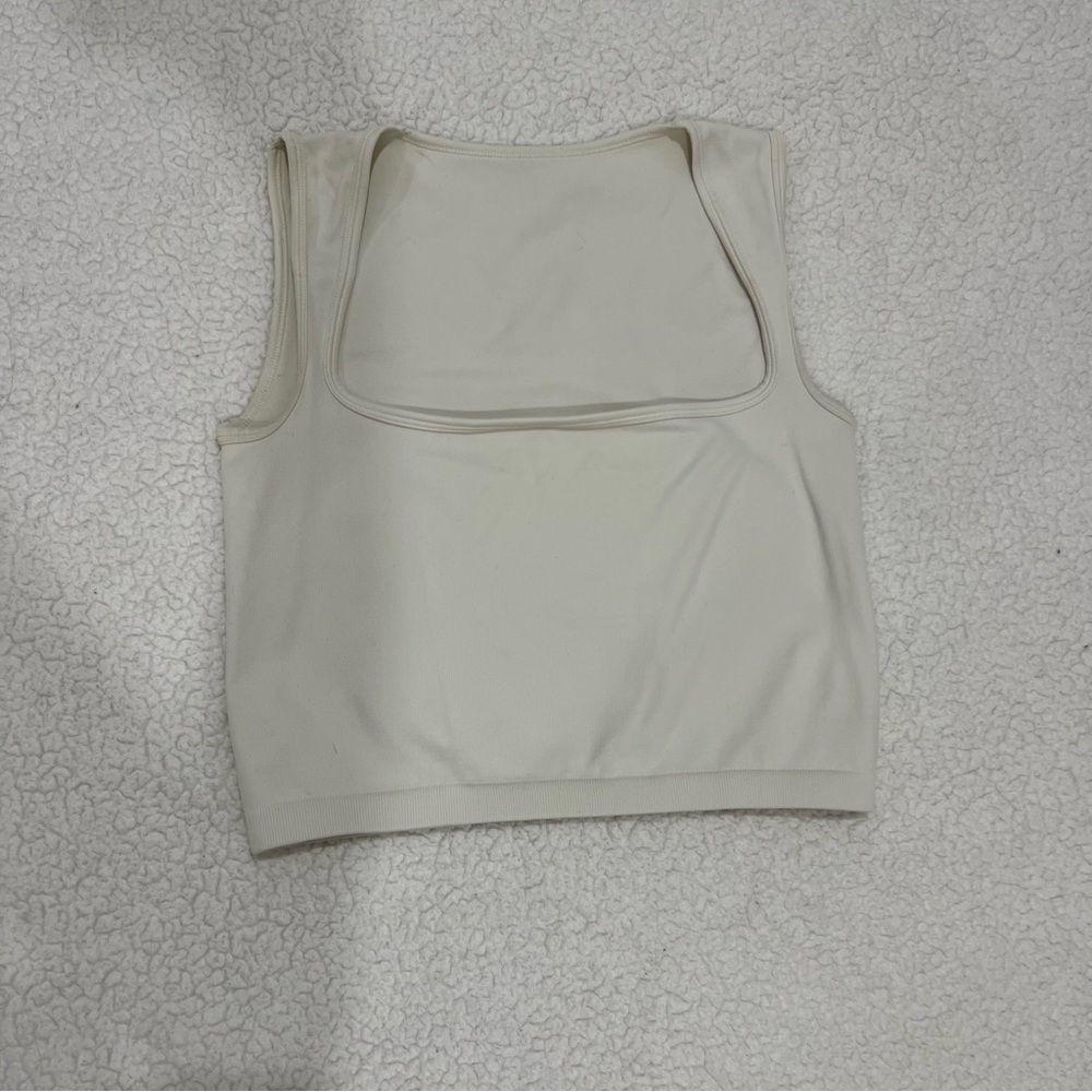 Cream Straight Neck Tank Top